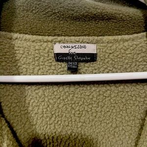 Giselle Shepatin fleece cardigan, OS, Olive green.
